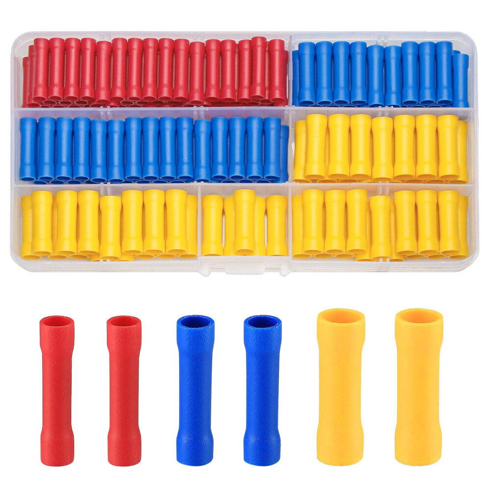 Vwoqiy 150 Pcs Electrical Terminals Crimp Connectors, Electrical Wire Butt Connectors, Female & Male Insulated Cable Wire Crimp Connector Set 5051226994494
