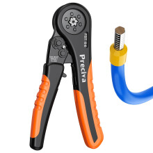 Preciva 0.08-10mm² Crimping Tool, AWG28-7 Self Adjustable Hexagonal Ferrule Crimping Tool, Ratchet Bootlace Ferrule Wire Crimping Plier