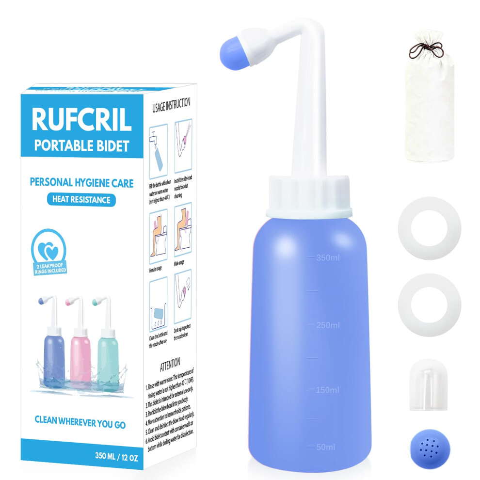 Peri Bottle Postpartum, Rufcril 350Ml Perineal Wash Bottle, Upside Down Portable Bidet With Carry Bag, Boilable Tpe & Dual Leak-Proof Rings, For Peri 5009601378209