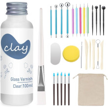 29PCS Air Dry Clay Glaze with Sculpting Tools Kit, Clay Varnish Sealant for High Luster, Scratch Resistant, Waterproof