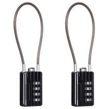 SEPOX 2Pcs Versatile Resettable 4-Digit Combination Padlock with Extra Long Cable 18cm, Personalized Password, Durable Vinyl Steel Cable Black
