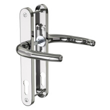 Bwintech 1 Set Polished Chrome UPVC Door Handle Set Stainless Steels 304, 92mm Backset, 210mm Screw Hole Distance, 243mm Plate Length Front Door Hand