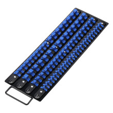 CASOMAN 80-Piece Heavy Duty Socket Organizer Tray, 1/4-Inch, 3/8-Inch, 1/2-Inch,Premium Quality Socket Holders,Black Rails with Blue Clips