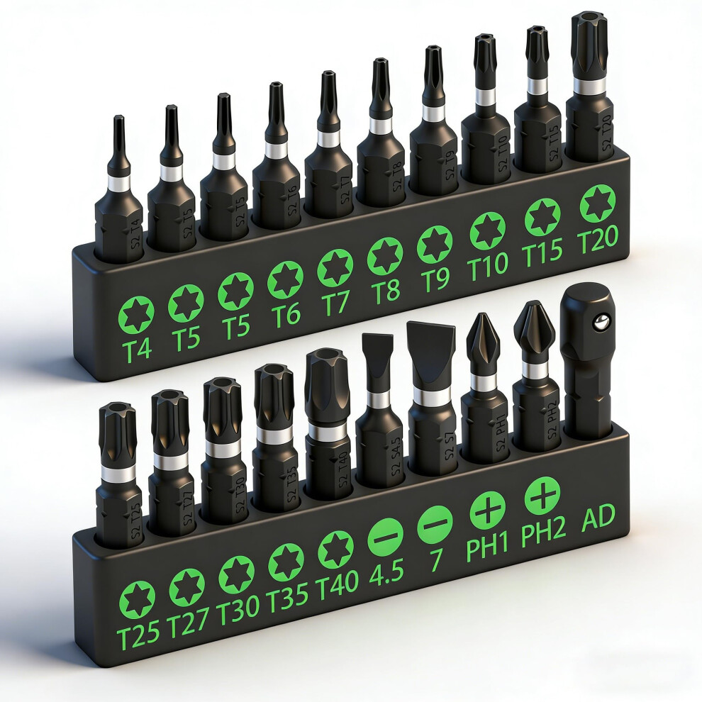 20-Piece Torx Screwdriver Bit Set, T4-T40 Security Torx Bit Set, Tamper Resistant Star Bits, 1/4-Inch Hex Shank 5051226990076