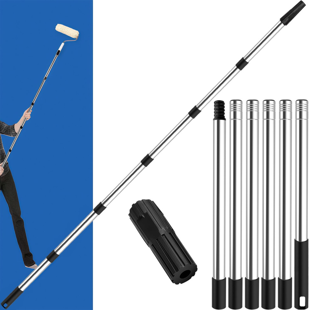 Paint Roller Extension Pole 2.4M, 6 Segmented Lightweight Stainless Steel Telescopic Pole, Extension Pole With Tapered Adapter 5051226918490