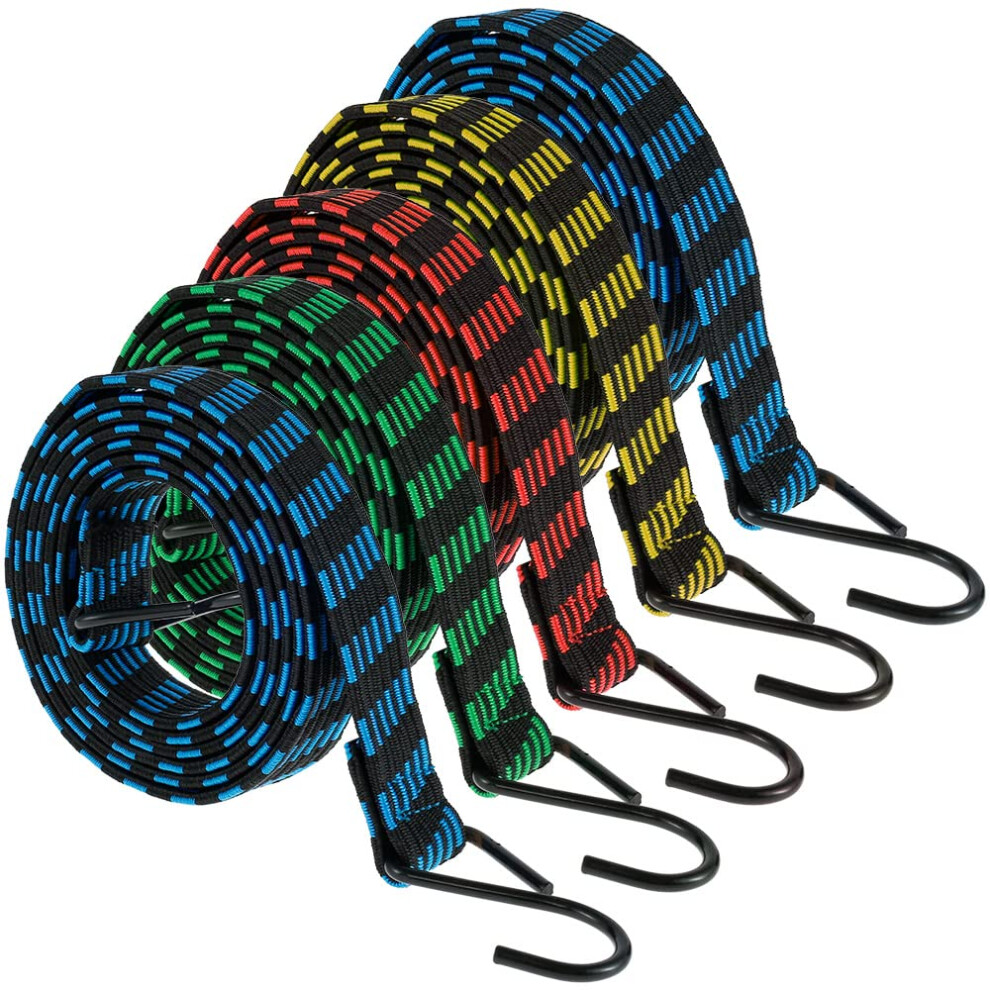 Bungee Cords, 5 Pack 2M Elastic Bungee Cords With Hooks Weatherproof & Uv-Resistant Elastic Bungee Straps For Securing Tarps, Luggage, Tents, Bikes 5051226952401
