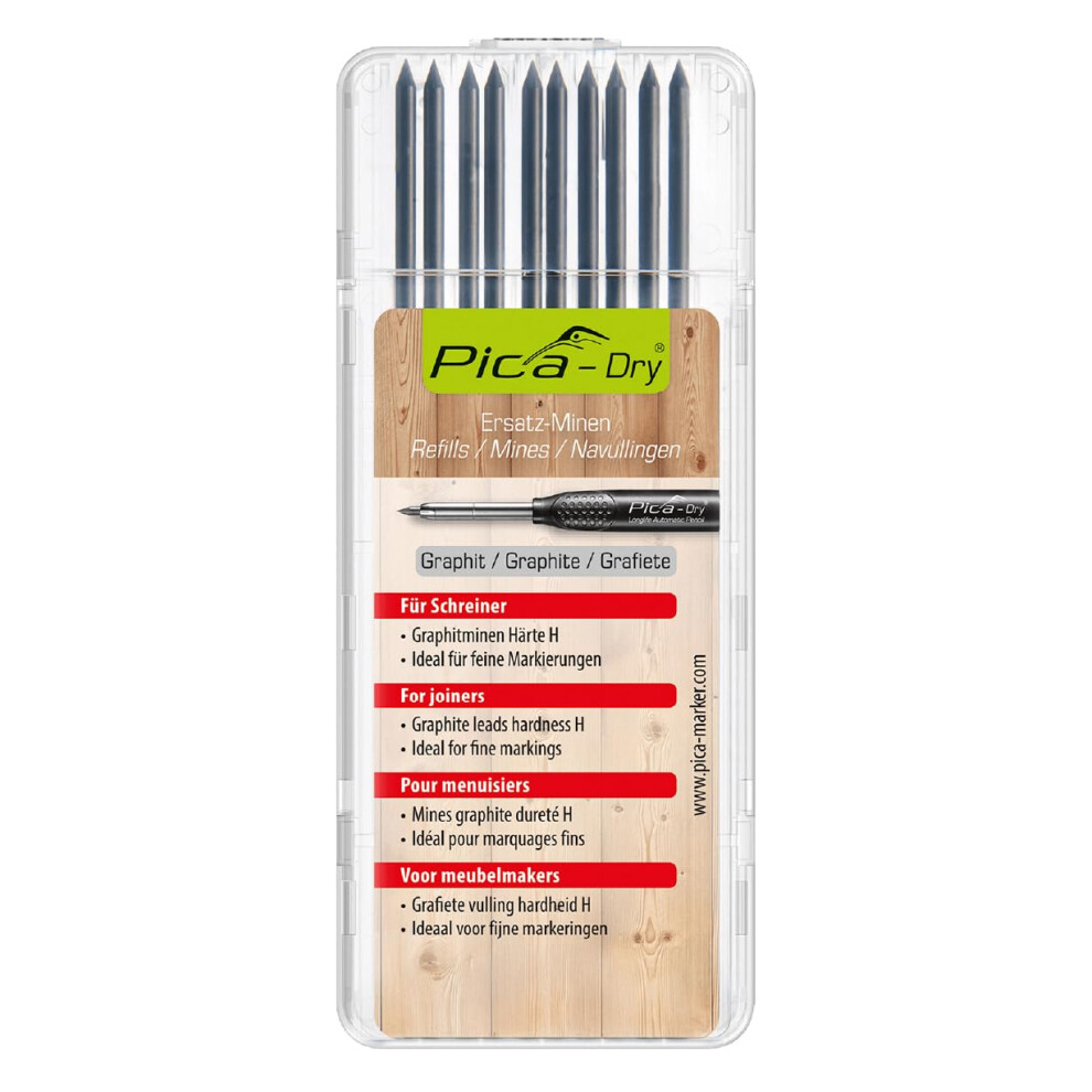Pica Dry Refill Leads Pack 10 Graphite Special Hardness 4050 Joiners 5051226939204