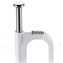 OAIGE.W 100 Pcs 8mm Cable Clips, Cable Clips White, Used for ethernet Cable, Telephone line, TV Cable(White-8mm-100)