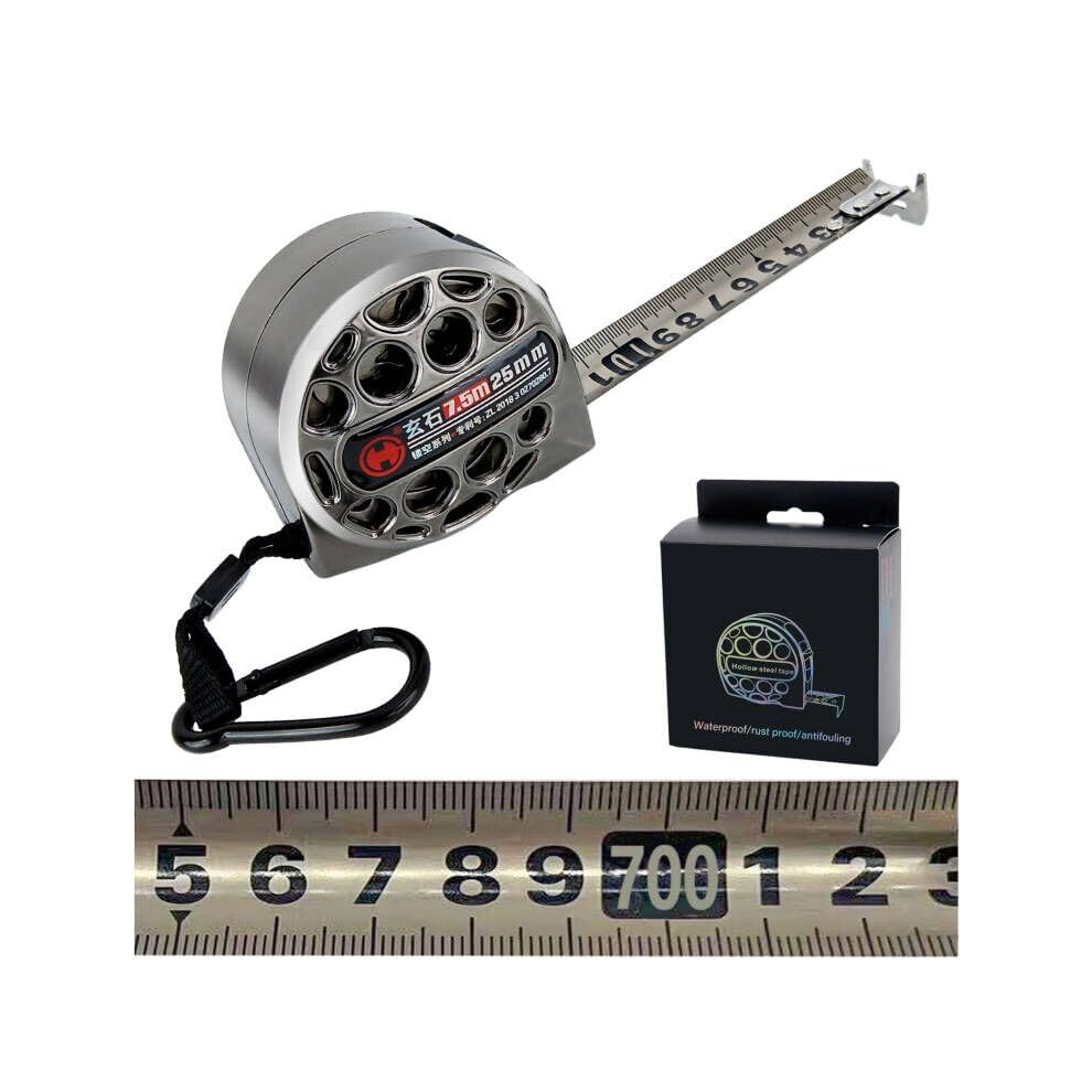 7.5M/25Ft Measuring Tape Stainless Steel,Retractable Hollow Tape Measure,Nickel Plated Thickening And Hardening Anti-Cutting Tape Measure,Industrial 5051226943362