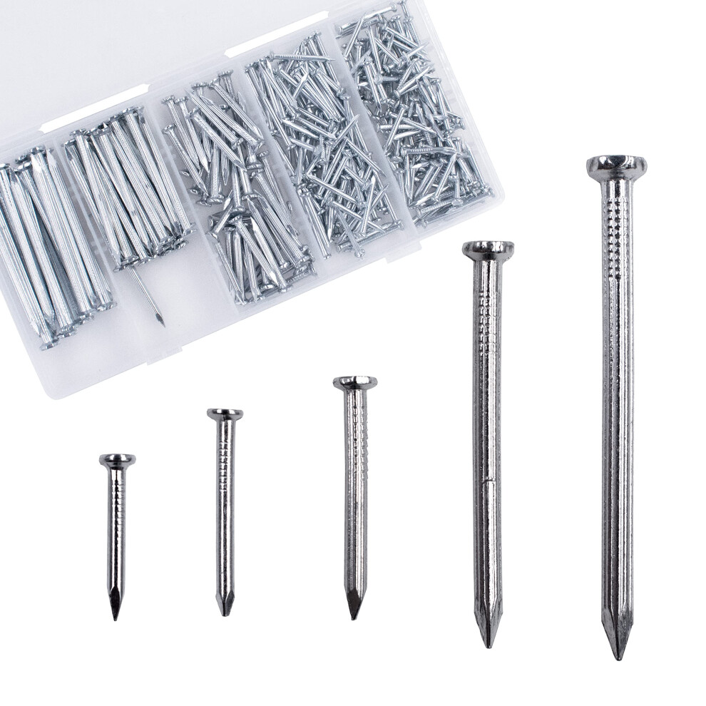 Omotool Steel Nail Assortment Kit (300 Pcs), Galvanized Concrete Wall Nails For Hanging Pictures And Woodworking 5051226981951