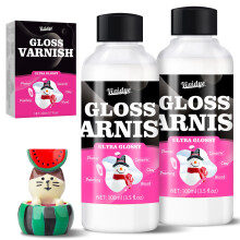 Air Dry Clay Varnish 200ml, High Gloss Varnish, Ceramic Glaze, Clear Clay Sealant with Brushes for Craft Pottery, Acrylic Painting and Wood