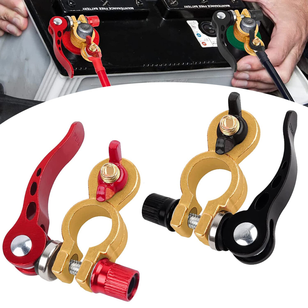 1 Pair Battery Terminals Quick Release Battery Terminal Connectors Positive And Negative Battery Pole Terminals Clamps 12V/24V With Wing Nuts For 5051226993060