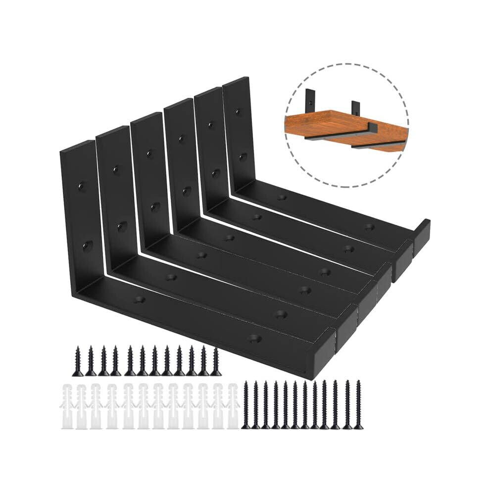 Heavy Duty Shelf Brackets Â 6 Pack Â 5Mm Thick Carbon Steel Â Industrial Black Â 50 Kg Load Capacity 5051226990250