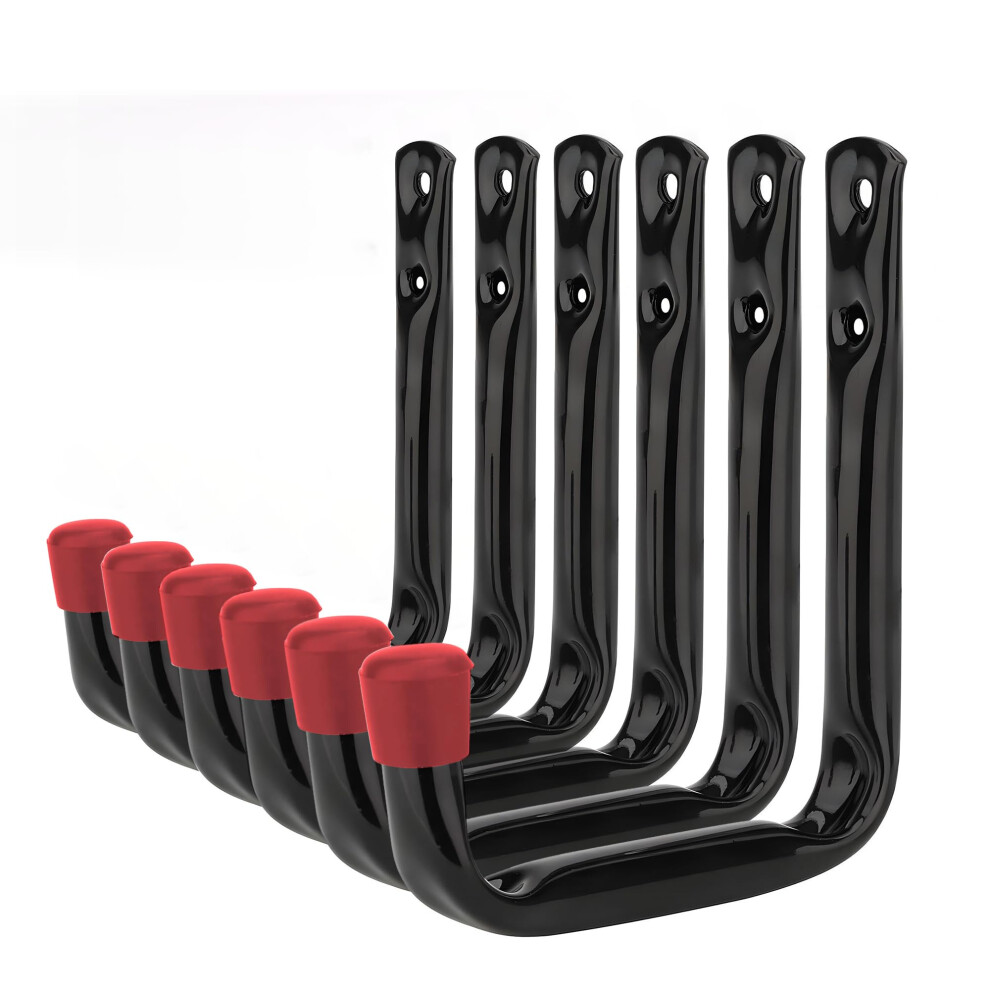 Onesto Pack Of Â 6 Utility Hook Set Garage Storage | 120 X 80Mm Large Hooks For Hanging | Black Powder Coated Utility Hooks For Shed Organiser 5051226981159