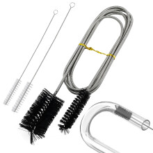 155cm Flexible Double Head Tube Brush, Stainless Steel Aquarium Filter Hose Brush, Long Spring Refrigerator Scrub Brush Cleaner