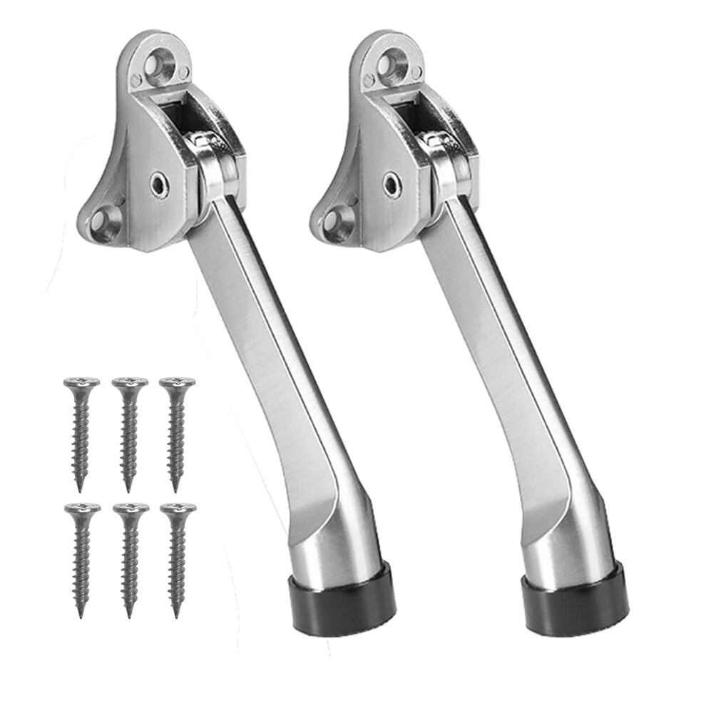 Syixute 2 Pcs Kick Down Door Stop,Zinc Alloy Door Stay - Keep The Door Stay Open For Garage Gate,Office,Home,Metal Door Stopper With Soft Rubber 5051226983924