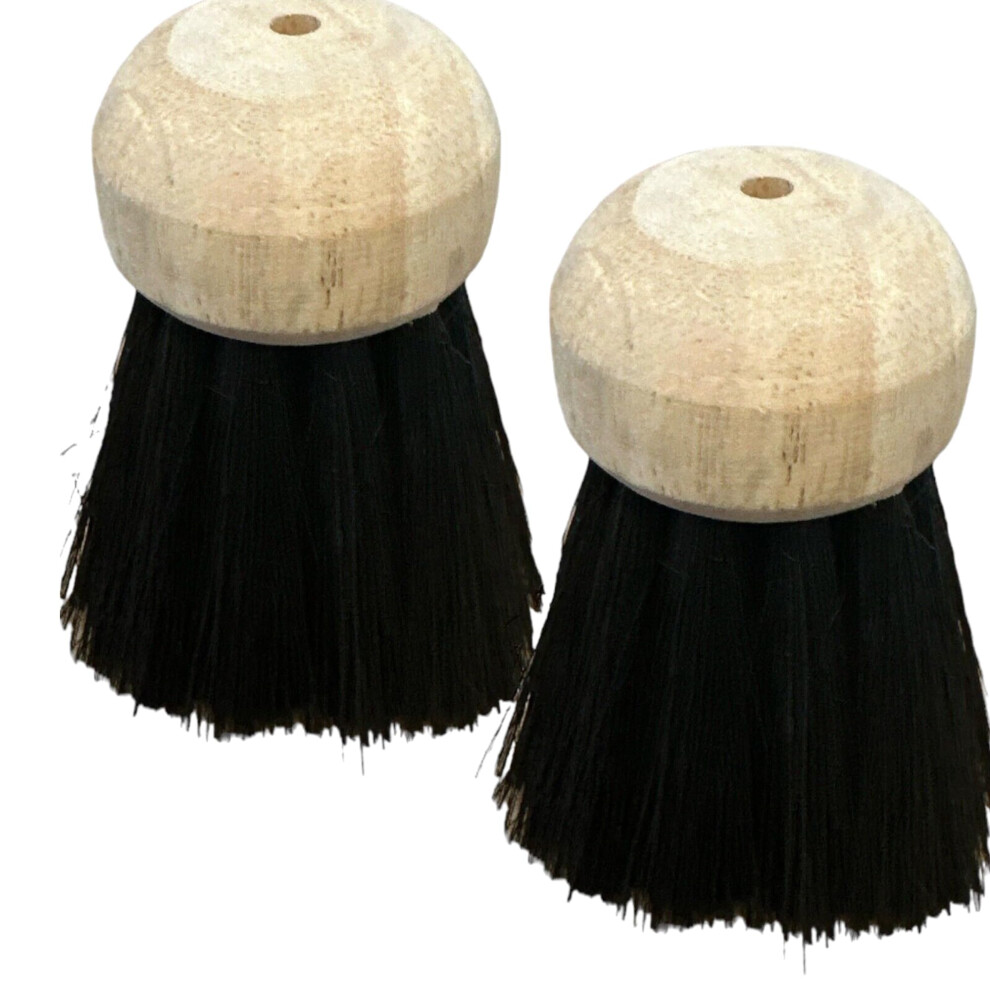 Quailitas Fireside Brush Head [Pack Of 2] Hearth Fireplace Brush Replacement With Round Head, Wooden Stock, Traditional Fireside Cleaning Brush 5051226972553