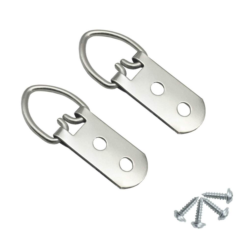 40 Pack Heavy Duty Picture Hangers With Screws D-Ring Double Holes Clasp Picture Hang Solutions 5051226938795