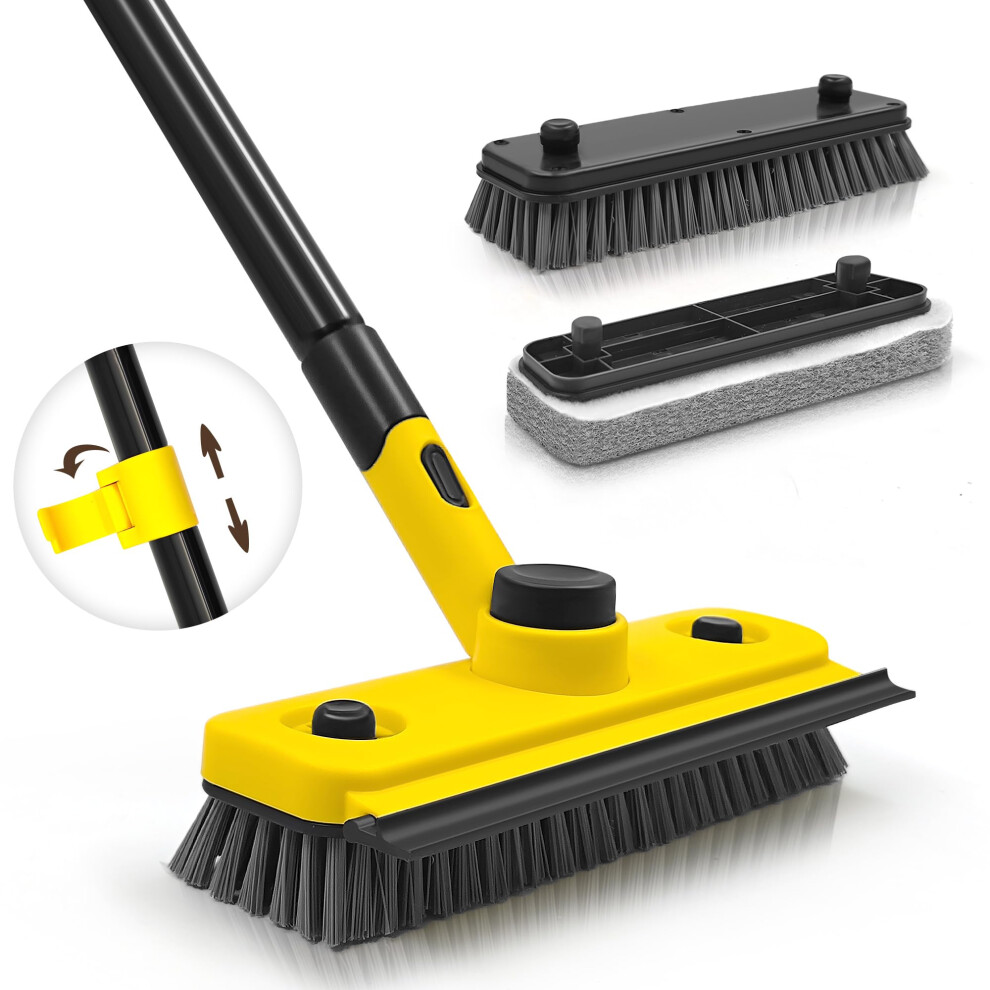 Jehonn Shower Cleaning Brush, 136 Cm Long Handle Scrubbing Brush, 3-In-1 Bathroom Tub Tile Scrubber Mop With Squeegee For Bathtub Sink Tile Floor 5051226974427