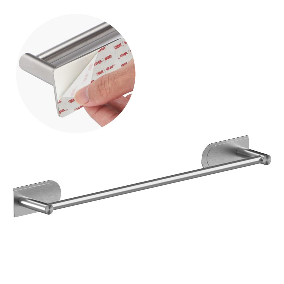 Aukware Self Adhesive Towel Rail - Sus 304 Brushed Stainless Steel, 40Cm Towel Holder For Bathroom, Kitchen - Easy To Install Without Drilling 5051226957451