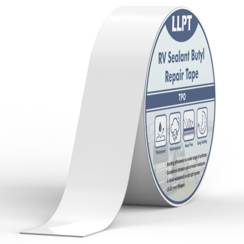 Llpt Butyl Tape/Roof Sealant | 51 Mm X 15 M | White | Uv Stable Rv Sealant Repair Tape | Extreme Durable Waterproof Airtight 5051226950056