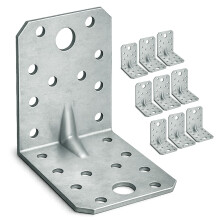 OMIDEAS 10 x Angle Brackets (70 x 70 x 55 x 1.5) Heavy Duty Corner Sleeper Bracket with Beading Timber Wood Metal Joining Fixing L Galvanised Steel