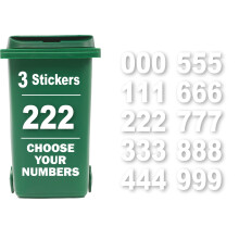 3 x Bin Numbers for Wheelie Bins, 0-9, Dustbin Stickers, Easy Application 17.5cm Stick On Number Stickers - Weatherproof Self Adhesive Vinyl (2)