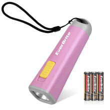 EverBrite Mini LED Flashlight - Lightweight (46 g) Torch with Soft Yellow Light for Reading, Camping, and Emergencies - Pink