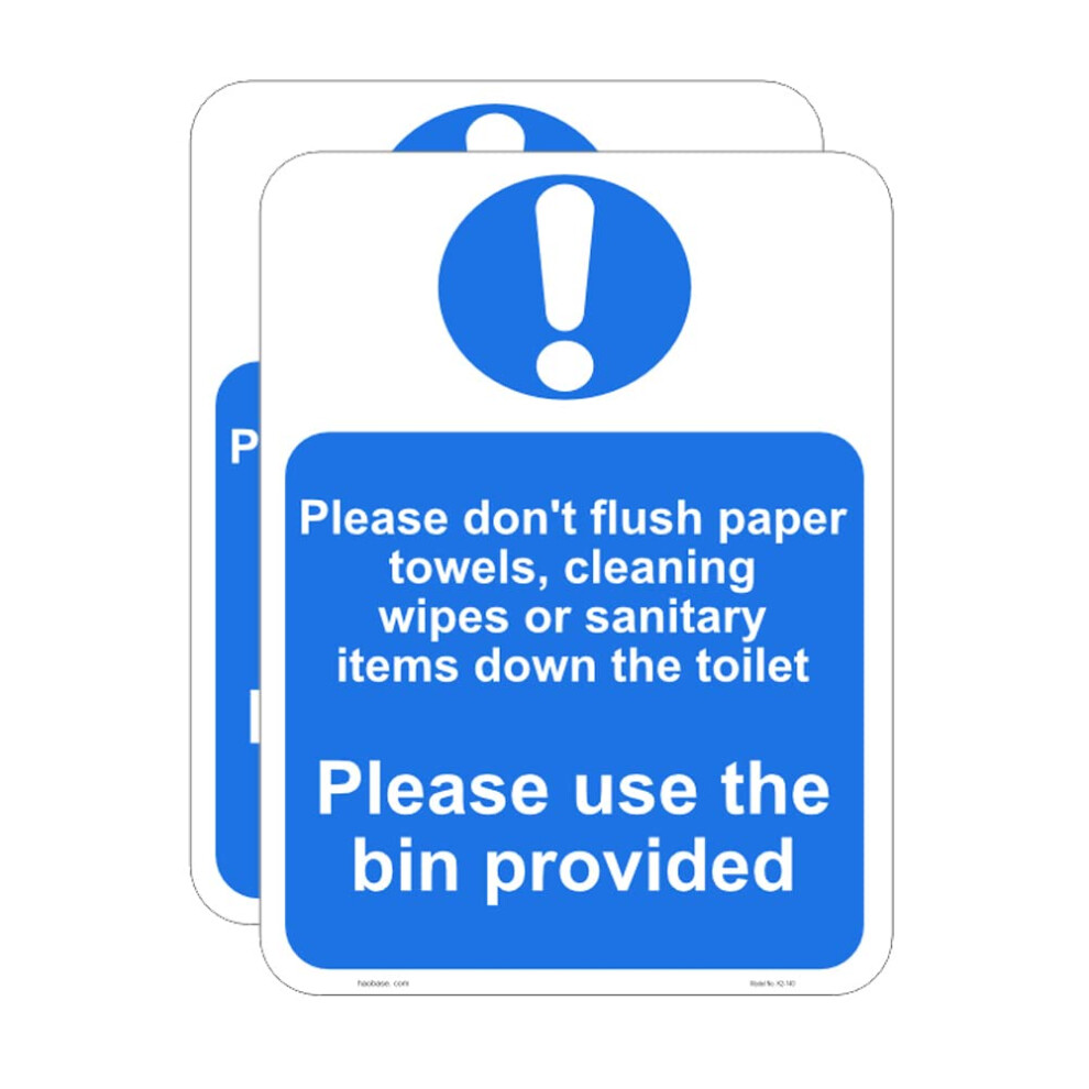 Haobase 2 Pcs Please Do Not Flush Paper Towels, Cleaning Wipes Or Sanitary Items Down The Toilet Please Use The Bin Provided Sign 5051226980442