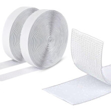 ARMIZ Hook and Loop Tape Self Adhesive, Extra Strong, 2.5 m Sticky Back Fastening Tape, 20 mm Wide, Double-Sided Strip Tape (White)