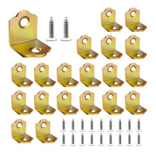 20 Pcs Small Corner Brackets with Screws, 90 Degree Right Angle Brackets L Shape Corner Braces for Repairing or Reinforcing Wooden Furniture Bed