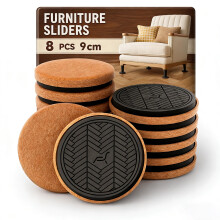 Felt Furniture Sliders for Wooden Floors, 8PCS -9cm (3 ½”) Thick Furniture Pad Gliders Coasters for Heavy Duty Items