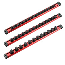 ACEBON Magnetic Socket Organizer Set, 3PCS Aluminum Alloy Socket Rail, Heavy Duty Socket Holder, Socket Rack Kit 1/4-Inch x 14 Clips