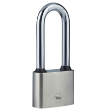 Yale - Y112/50/165/1 Iron Disc Padlock 50mm - Nickel Plated - Hardened Steel Long Shackle - Extreme Corrosion Resistance for Outdoor use