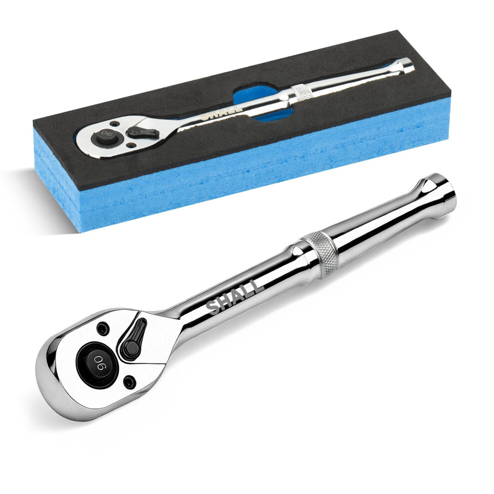 Shall 1/4" Drive 90-Tooth Ratchet Wrench Quick Release & Reversible | High-Torque Socket Spinner | Seamless Ratcheting For Vehicle Maintenance 5051226952777