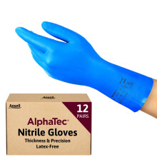 Ansell AlphaTec 37-310, Multipurpose Nitrile Gloves, Reusable Kitchen Gloves, Latex Free Gloves with Chemical Protection, Cooking and Cleaning Gloves