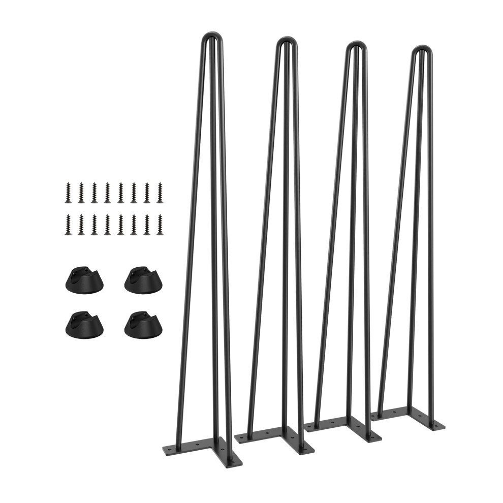 Titeck Hairpin Table Legs Black - 71Cm 3 Rod / 10Mm, Table Legs For Desk Dining Table Diy Furniture With Screws Heavy Duty Furniture Legs (28") 5051226951480