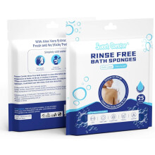 Sweet Carefor Rinse Free Bath Sponge Wipes Body Wash Wipes for Bathing -Bed bath,Camping, Festivals,Hospitals, Gym and Travel (Pack of 1 (25 PCS))