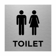 Slimline Aluminium Male Female Toilet Sign from ViroDisplay – Brushed Silver 150 x 150mm – Durable Printed Surface – Self-Adhesive Fixing (1)
