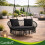 Doppel-Gartenschaukelkissen-Set, Schwarz, Polyester-Baumwolle 11
