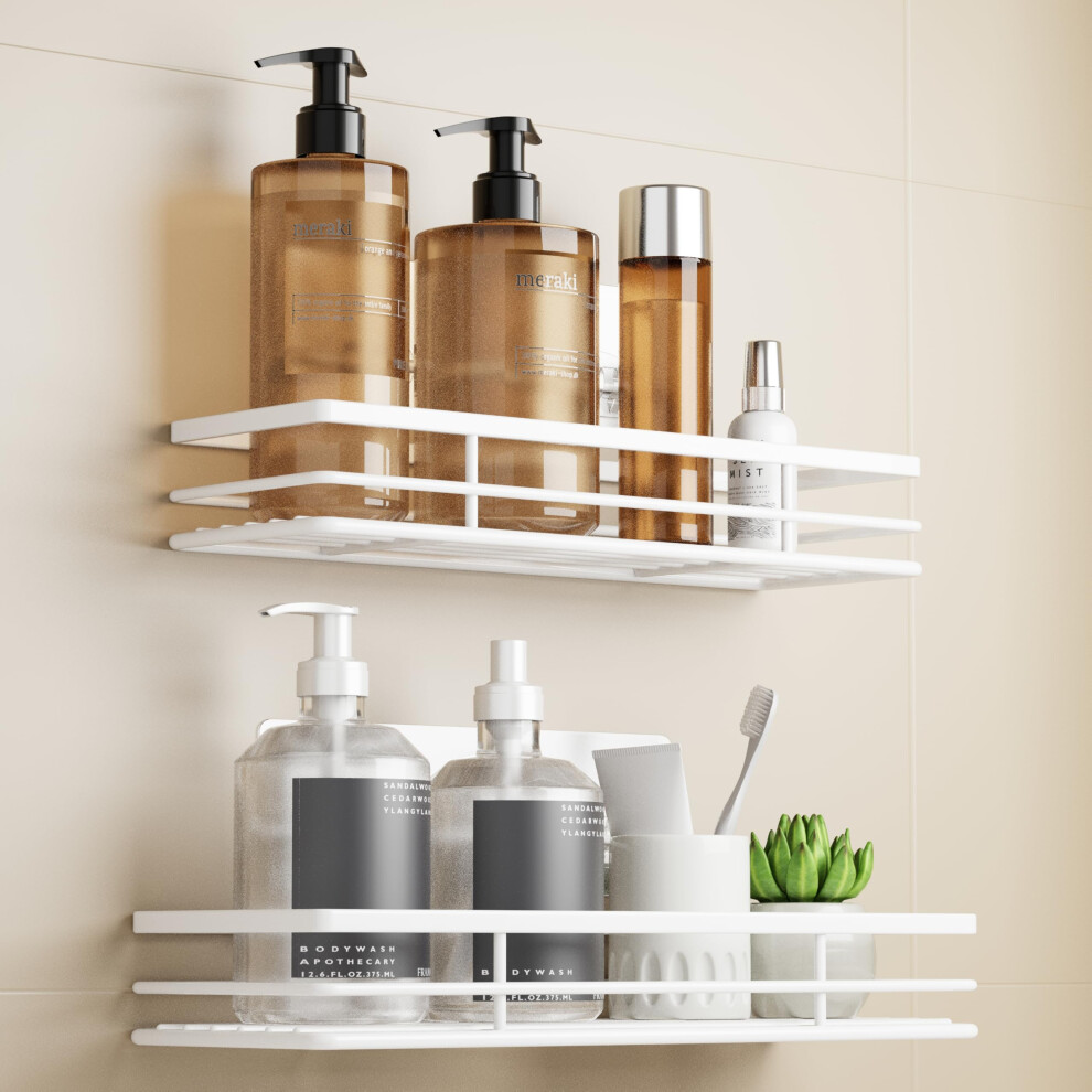 Saffruff Shower Caddy Bathroom Shelf Organiser - Storage Rack White 2Pack Bathroom Accessory Shower Holder With Adhesive 11.8 X 4.3ÂÂ White 5051226997419