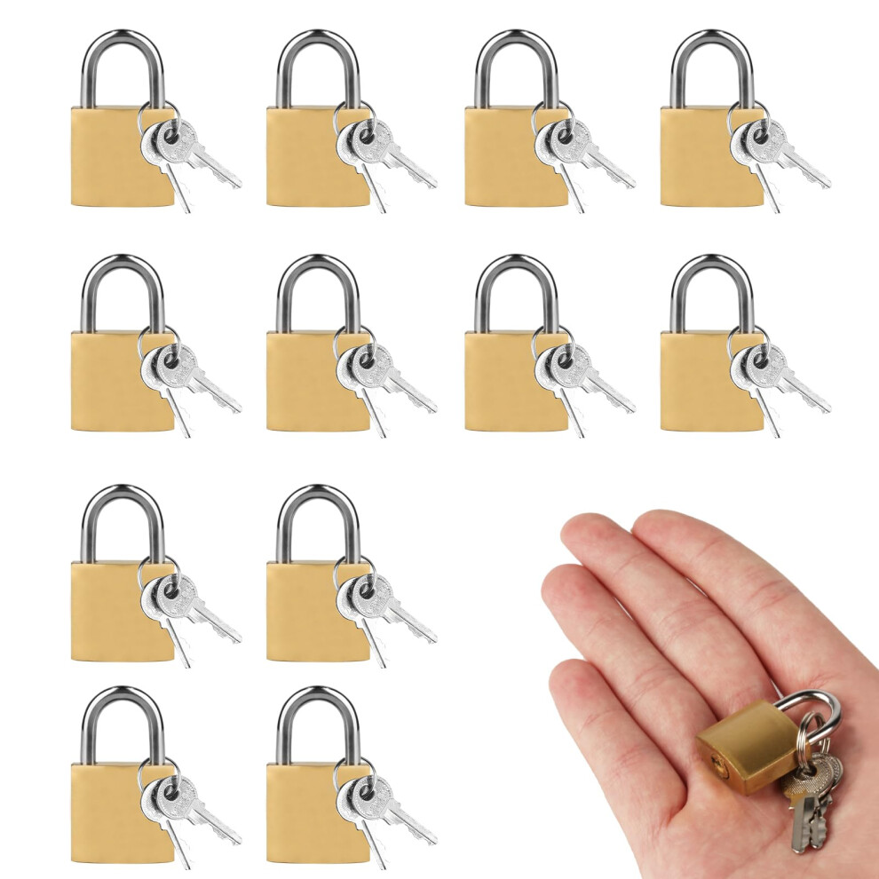 12 Pack 20Mm Copper-Plated Steel Padlocks - Heavy Duty Small Locks For Lockers, Luggage, Toolboxes, Jewelry Boxes & Cabinets 5051226980503