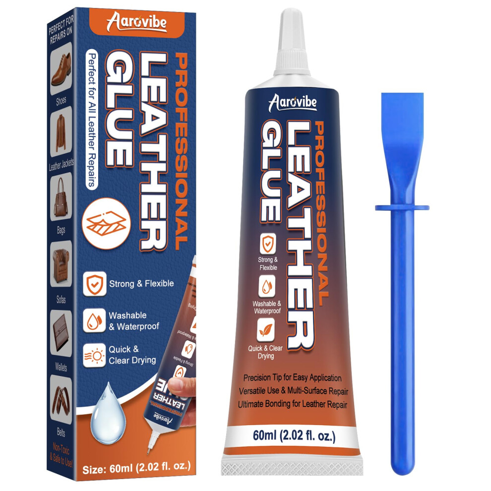 Aarovibe Leather Glue, 60Ml Strong & Flexible Leather Adhesive Â Waterproof, Quick-Dry & Clear Repair Glue For Shoes, Jackets, Handbags, Sofas 5051226984167