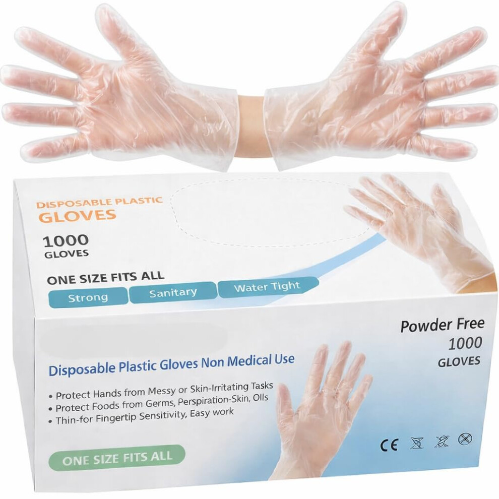 1000 X Disposable Polythene, Pe, Plastic Gloves For Food Handling, Cleaning, Cooking, Food Counters, Crafting, Hair Dye, Sanitary, Multipurpose, Powd 6113080437865
