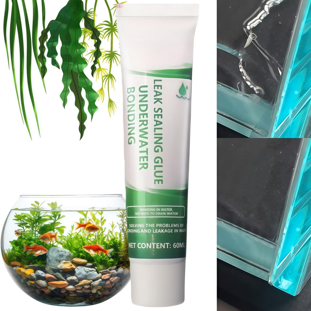 Fish Tank & Pond Repair Adhesive,Clear Silicone Sealant Waterproof,Instant Leak Repair Glue For Aquariums,Strong Transparent Seam Sealer,Transparent, 5007862779520
