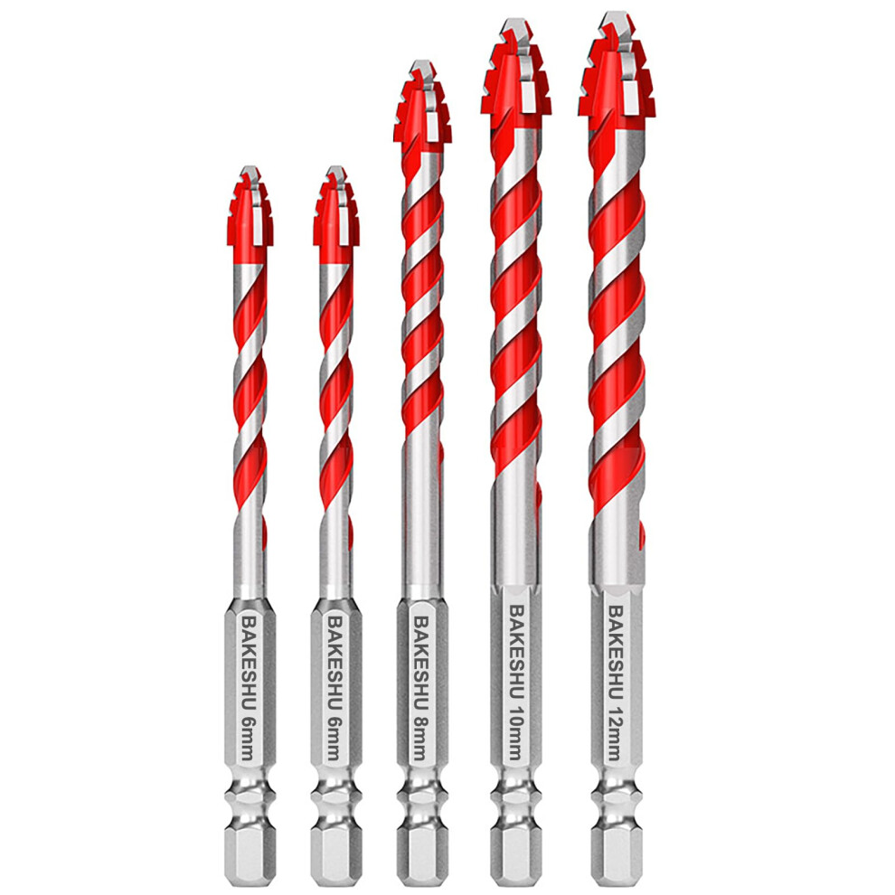 5 Pcs Eccentric Drill Bit,Masonry Drill Bits,Professional Tungsten Carbide Drill Bit For Tile,Glass,Quartz,Porcelain,Cement,Ceramic,Brick,Granite,Mar 1229067553666