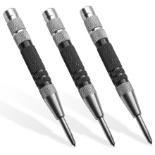 GCNWW 3 Pcs Black Automatic Center Punch, Steel Adjustable One-Handed Spring Impact Loaded Center Hole Punch