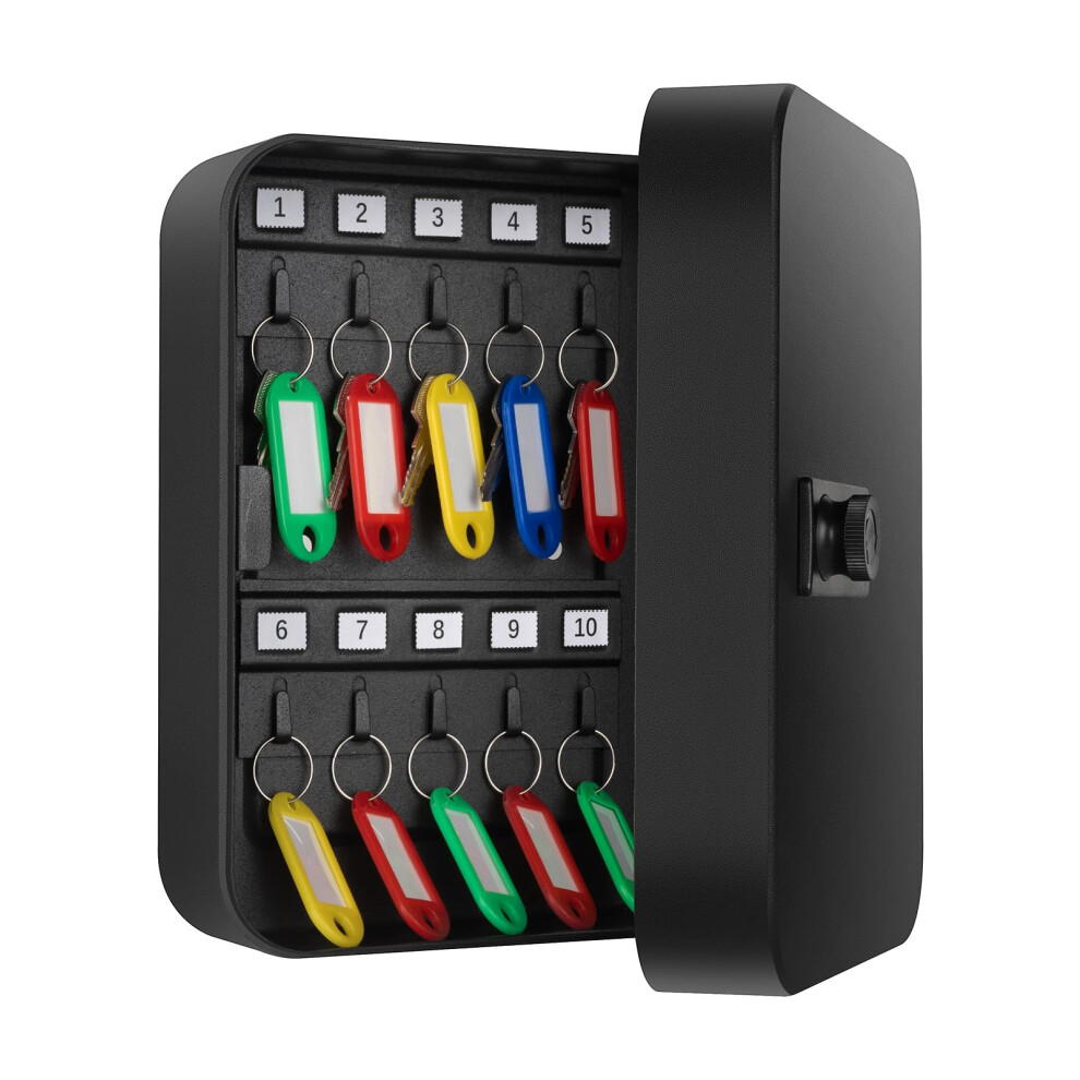 Crinwaki Key Box Wall Mounted, Key Cabinet With Combination Lock For 20 Keys, Key Lock Box With Colorful Key Tags & Indexing Numbers & Mounting 5051226972935