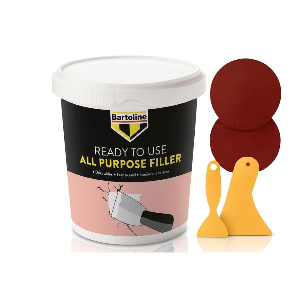 Multipurpose All-Purpose Ready Mixed Filler White 600G Tub With 2 Spreaders And 2 Sandpapers Â 5Pcs Filler Set 5051226994784