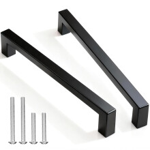 10PC Matt Black Kitchen Cupboard Handles, Hole Center 160mm Kitchen Cupboard Door Handles with 25&40mm Screws